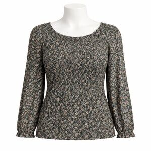 Size 2X Reitmans Women’s Floral Smocked Long Sleeve Boho Top